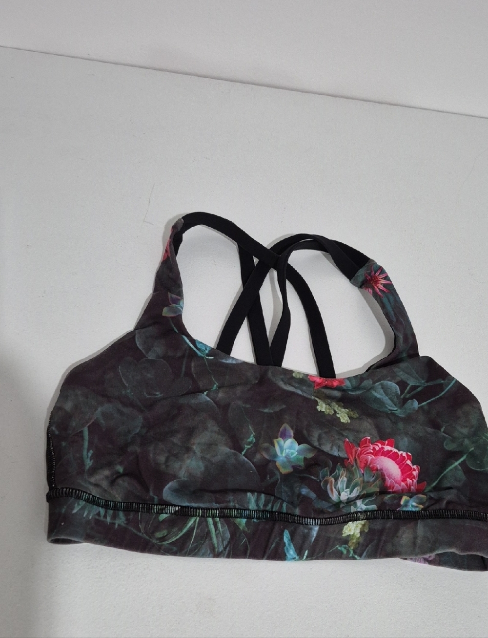 Lululemon Floral Strappy Sports Bralette - Black & Pink